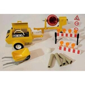 PLAYMOBIL Construction Set Pieces Mixer, Air Compressor, Signs Wheel Barrel Pipe